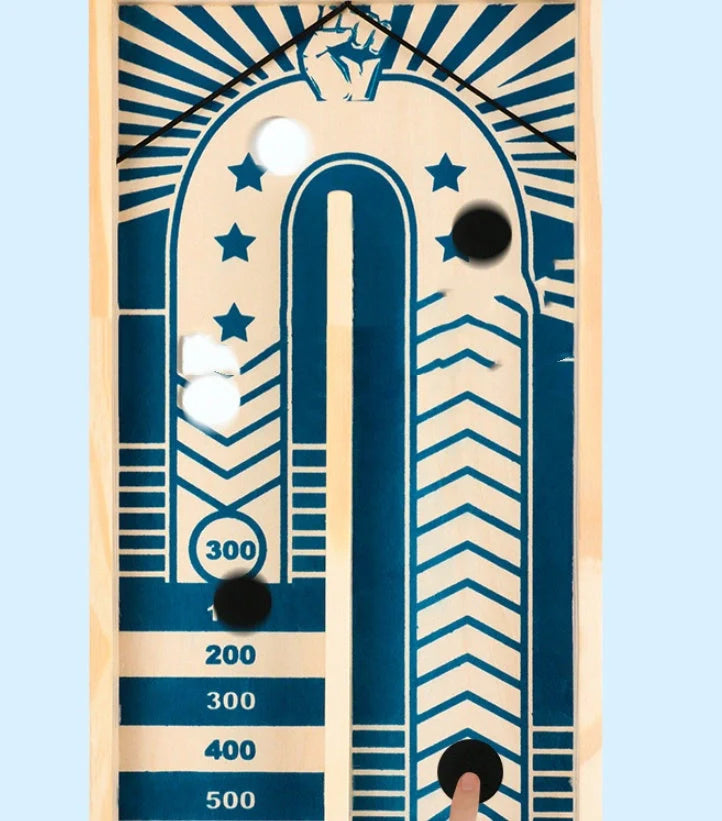 Pinball Ice Hockey Board Game with wooden structure and penalty cards