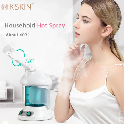 Portable Face Steamer with Rotating Nozzle for Hands-Free, Spa-Quality Facial Treatment