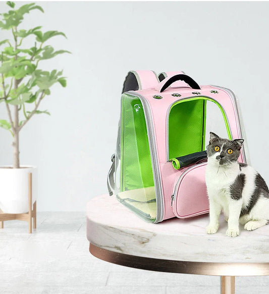 Portable Transparent Space Capsule Cat Bag in various colours, foldable for easy travel