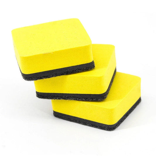 Square blackboard eraser with yellow felt surface for whiteboard markers