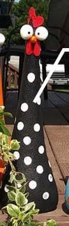 Decorative Chicken Statues in various vibrant colors for garden, patio, and yard decor