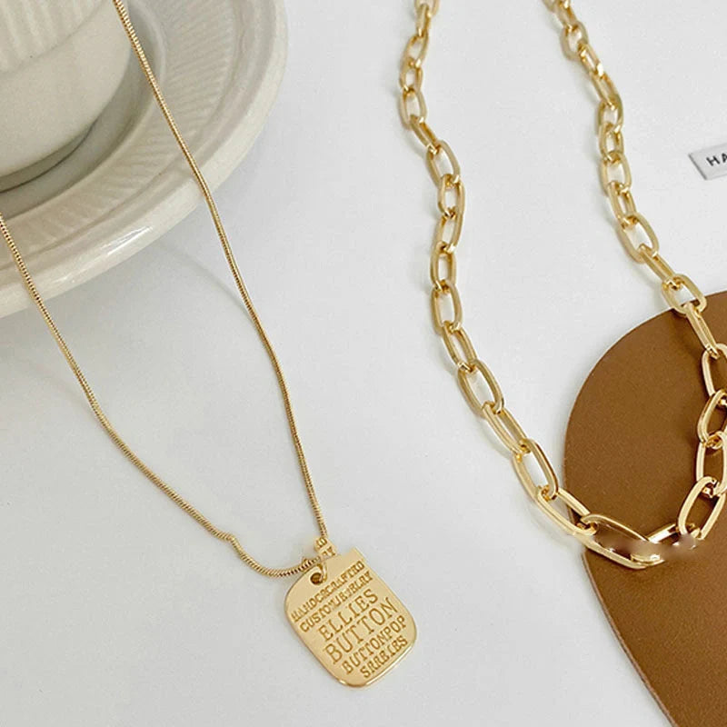 Punk vintage multi-layer gold portrait choker necklace with adjustable chain