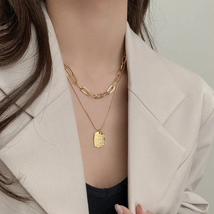 Punk vintage multi-layer gold portrait choker necklace with adjustable chain