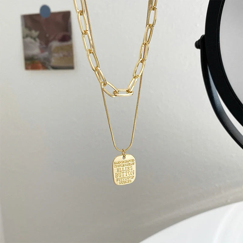 Punk vintage multi-layer gold portrait choker necklace with adjustable chain