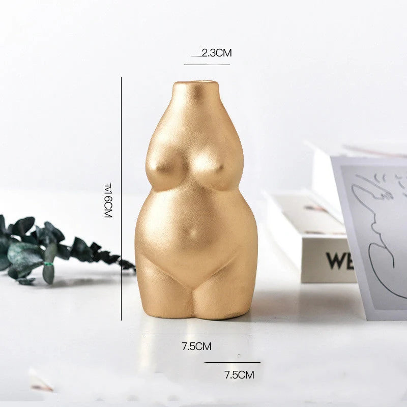 Handmade ceramic vase with electroplated finish in white, gold, and grey