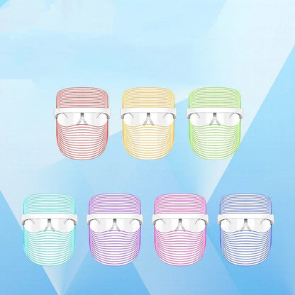 7 Colour LED Mask for skin rejuvenation with red, blue, and yellow light therapy options
