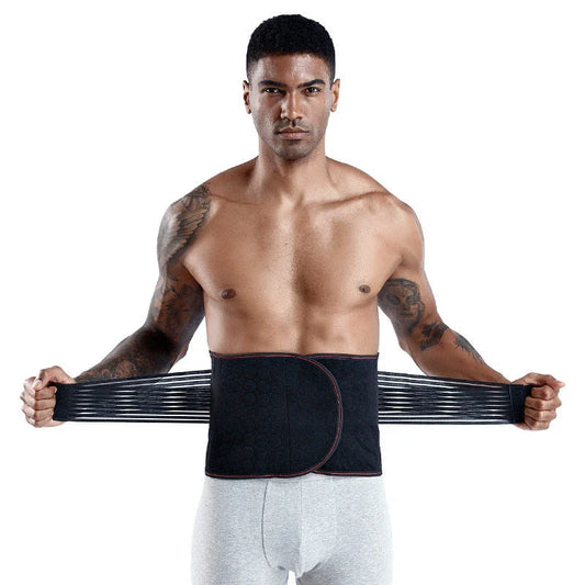 Adjustable lumbar back support belt with dual straps and spring design for lower back pain relief and posture improvement