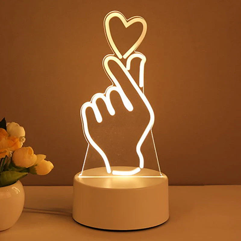 3D Acrylic USB LED Night Light with warm white glow and unique design
