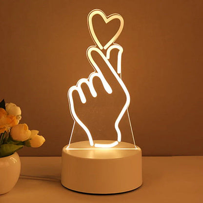 3D Acrylic USB LED Night Light with warm white glow and unique design