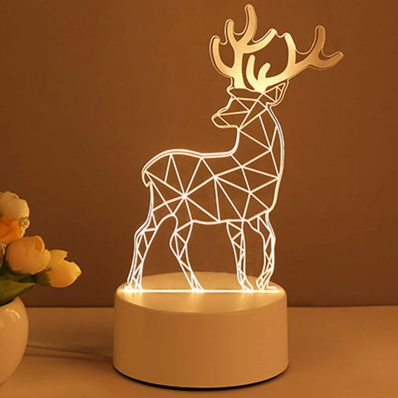 3D Acrylic USB LED Night Light with warm white glow and unique design