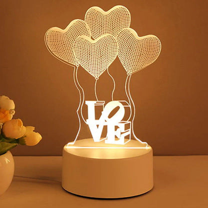 3D Acrylic USB LED Night Light with warm white glow and unique design