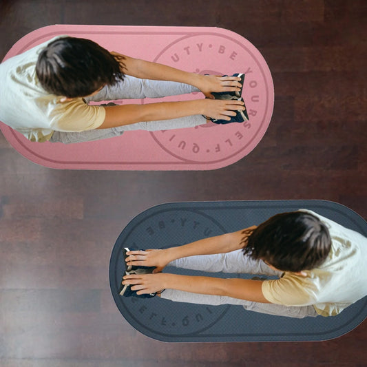 Double-sided TPE skipping mat in pink and grey, featuring anti-skid and shock-absorbing properties for indoor workouts