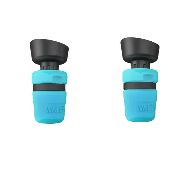 Foldable dog water bottle with integrated collapsible bowl for convenient hydration on the go