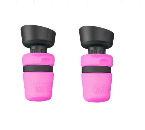 Foldable dog water bottle with integrated collapsible bowl for convenient hydration on the go