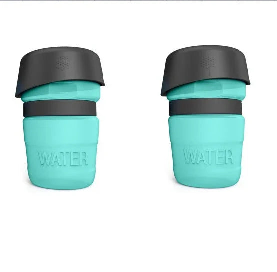 Foldable dog water bottle with integrated collapsible bowl for convenient hydration on the go