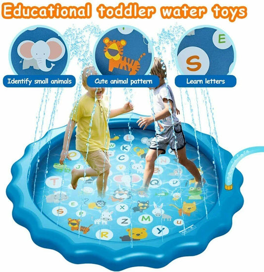 A colorful splash pad with marine animal designs, providing refreshing outdoor fun for kids