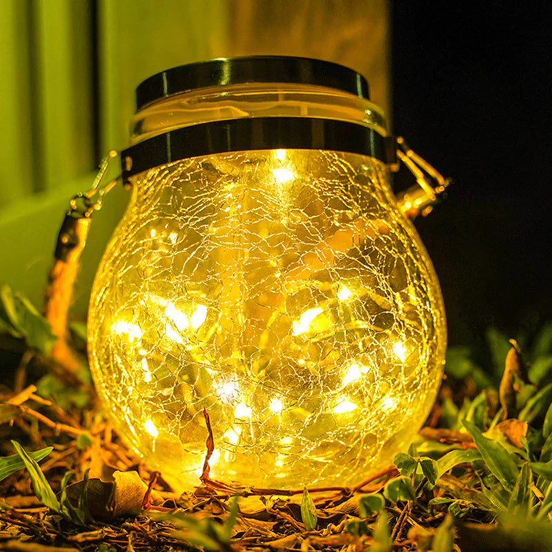Spherical glass solar LED garden lamp with waterproof design