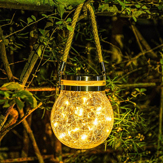 Spherical glass solar LED garden lamp with waterproof design