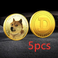 Dogecoin Commemorative Coin with cute dog pattern in gold or silver plating