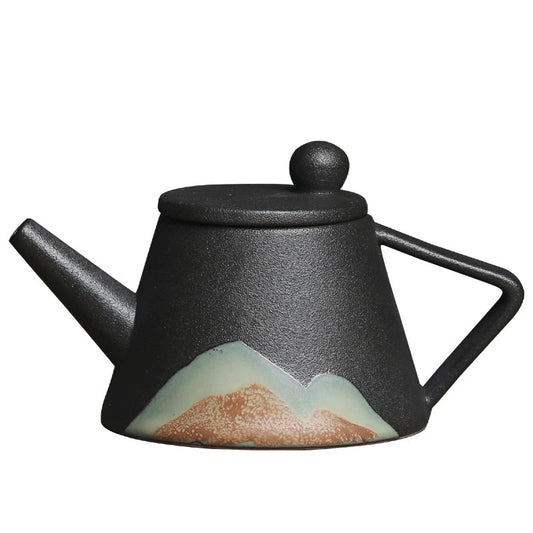 Japanese ceramic teapot with underglaze colour finish in retro design
