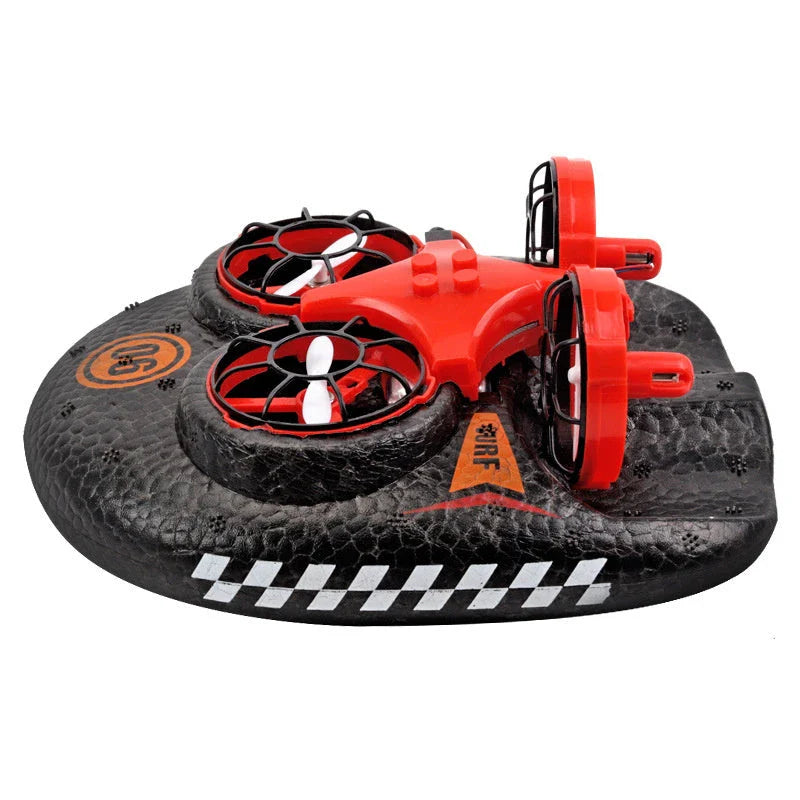 Versatile 3-in-1 RC Hovercraft Drone that can fly, glide on land, and cruise on water with intuitive controls and long-lasting battery life