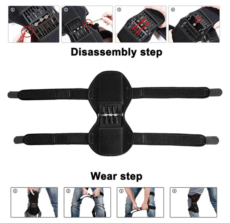 Breathable joint support knee pads in black with non-slip design