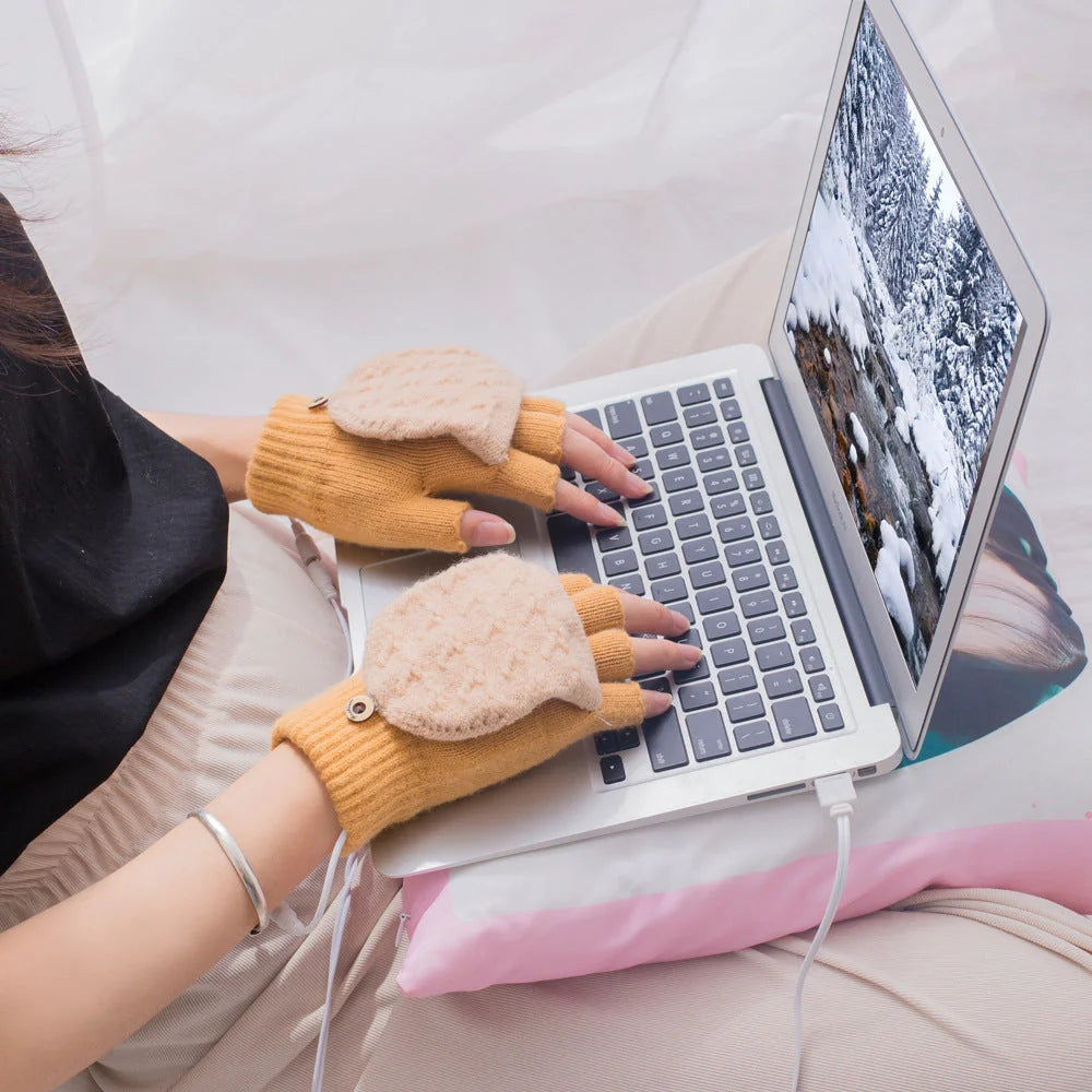 USB 5V heated gloves in various colors for winter sports and outdoor activities