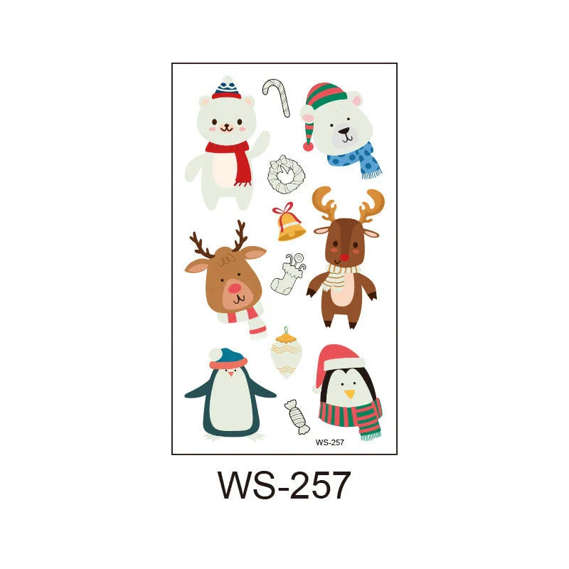 Festive Santa Claus luminous Christmas tattoo stickers with vibrant designs for parties, events, and home decor