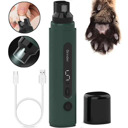 Rechargeable electric pet nail grinder with LED light and protective cap