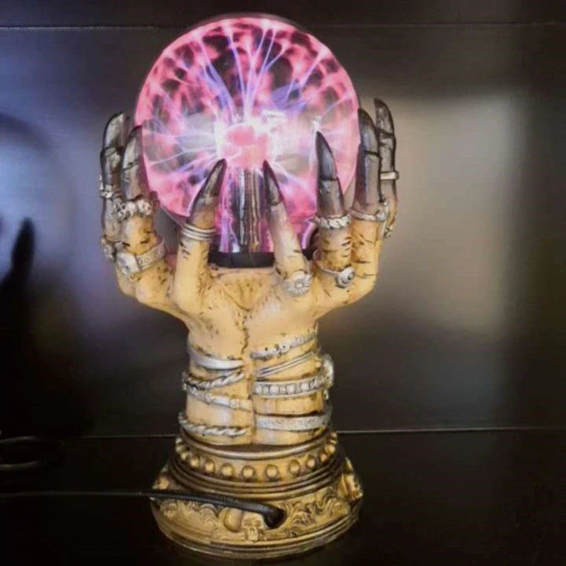 Enchanting crystal ball with swirling lightning effects and thunderous sound, perfect for adding magical ambiance to any event or home decor