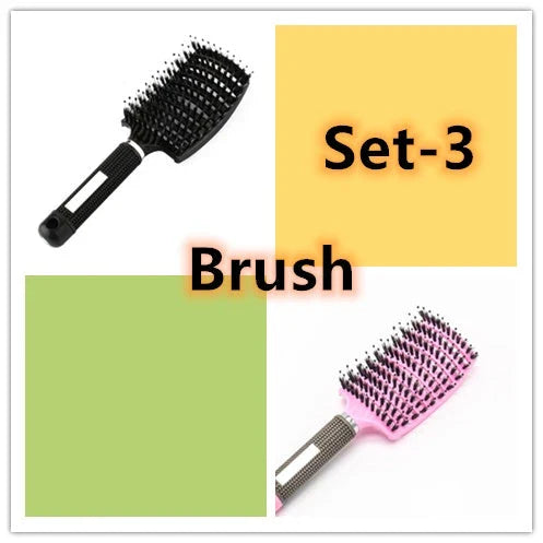 A premium hair brush with a sleek design, featuring soft bristles and a rounded massage function for healthy, detangled hair