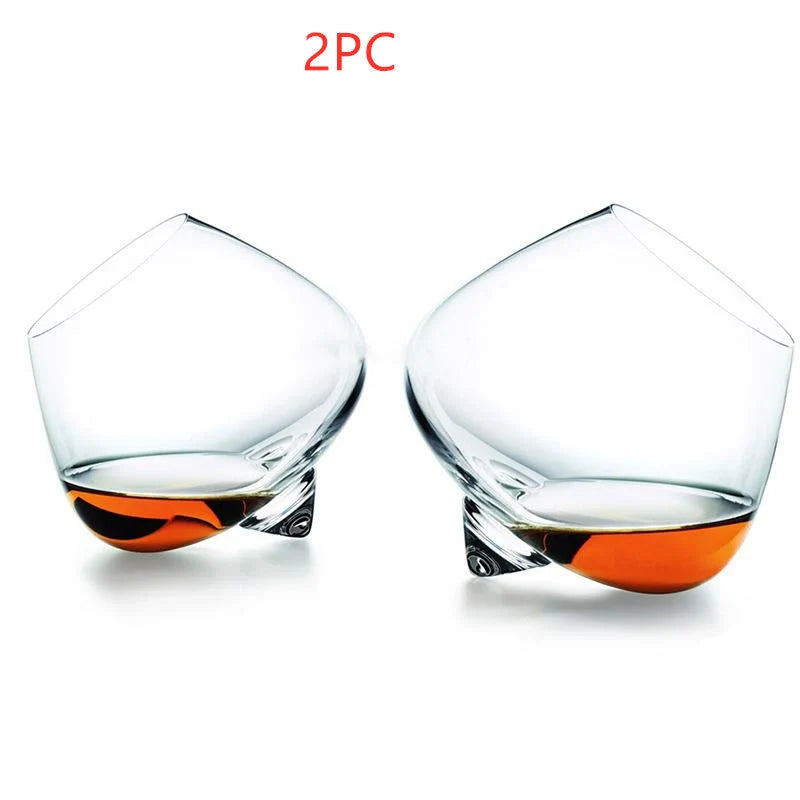 Crystal whiskey glass with wide belly for enhanced aroma release