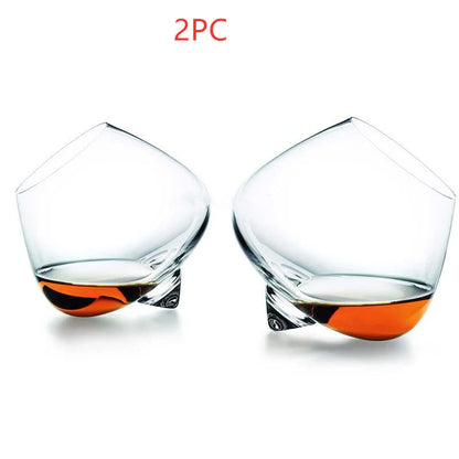 Crystal whiskey glass with wide belly for enhanced aroma release