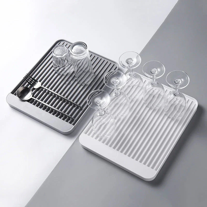 Sleek and modern dish draining tray with two-part design for efficient kitchen organisation