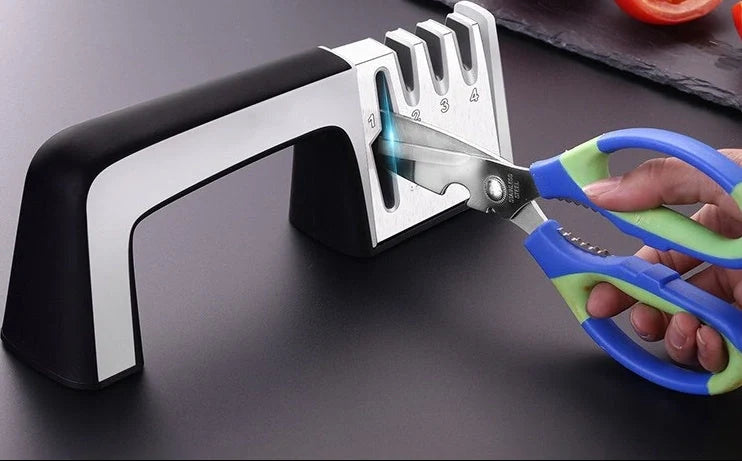 Stainless steel and ABS plastic fast knife sharpener in multiple colours