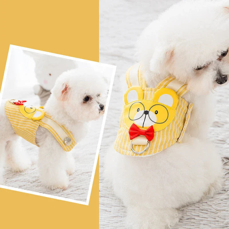 A stylish and comfortable dog harness and leash set in a variety of vibrant colours and patterns