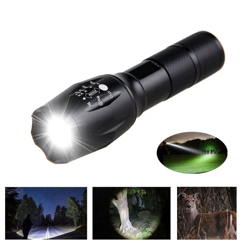 Zoomable LED Torch with adjustable focus for outdoor and professional use