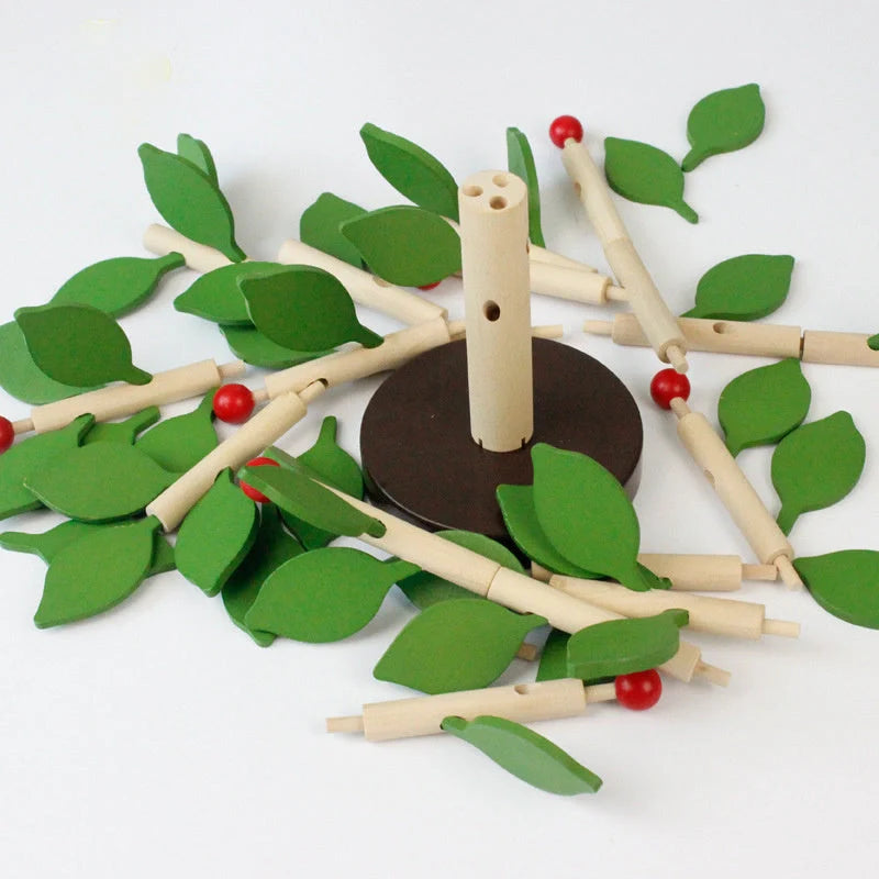 Building Block Leaf Tree: Children's DIY handmade 3D intelligence toy in natural wood