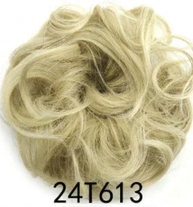 Synthetic wavy curly messy hair bun for women, 12cm diameter, high temperature wire