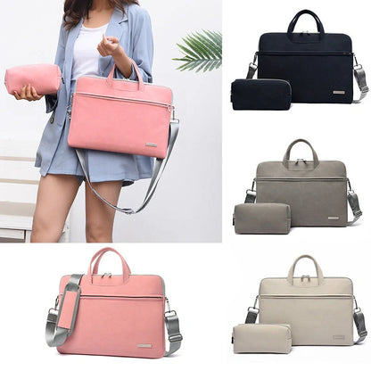 Stylish waterproof PU leather laptop bag for MacBook Air with removable shoulder strap