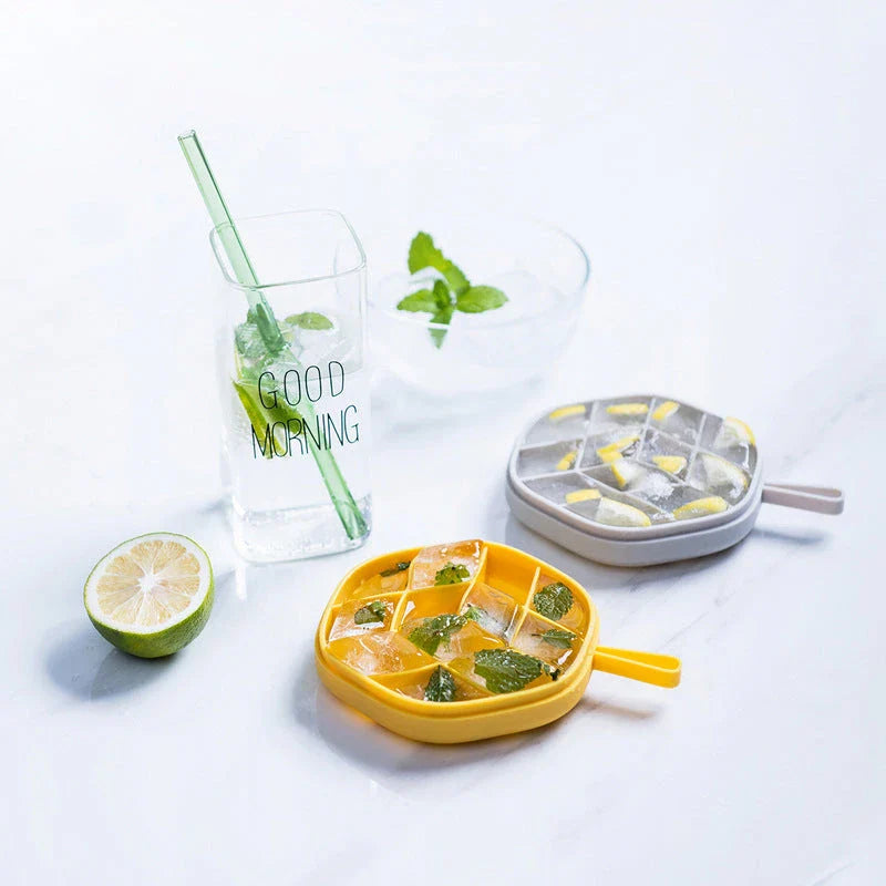 Silicone hexagon-shaped 3D ice cube tray with lid, available in various colours