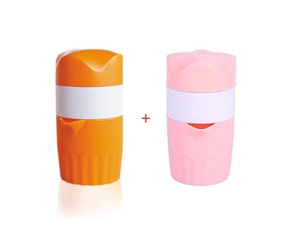 Premium manual citrus juicer with 300ml capacity, made of durable plastic and available in orange and pink colours