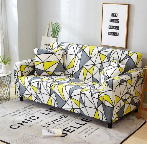 Elastic sofa cover in navy blue with high-density fabric protection