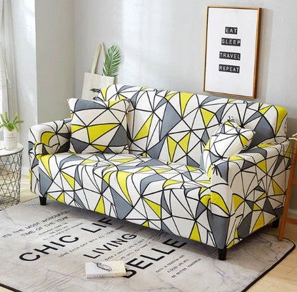 Elastic sofa cover in navy blue with high-density fabric protection