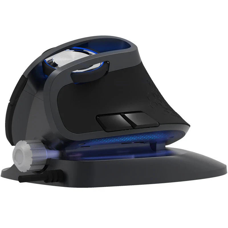 Ergonomic wireless vertical mouse with adjustable angle, high-precision sensor, and intuitive controls for enhanced productivity and comfort