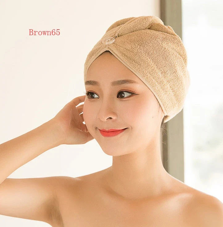 Luxury microfibre hair drying cap with absorbent and quick-drying properties, available in various colours