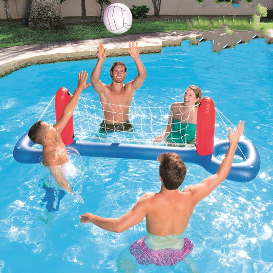 Giant inflatable pool toy for volleyball and football games in blue