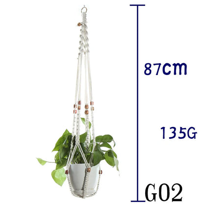 Stylish hanging cotton rope plant holder for indoor and outdoor decoration