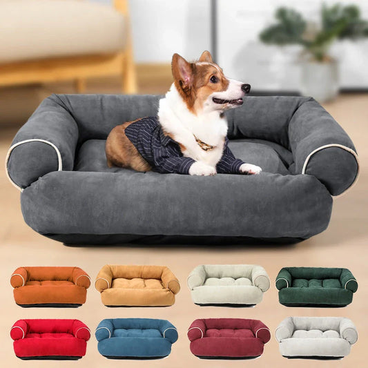 A cosy and plush dog sofa bed with high-elastic PP cotton padding for ultimate comfort and relaxation.