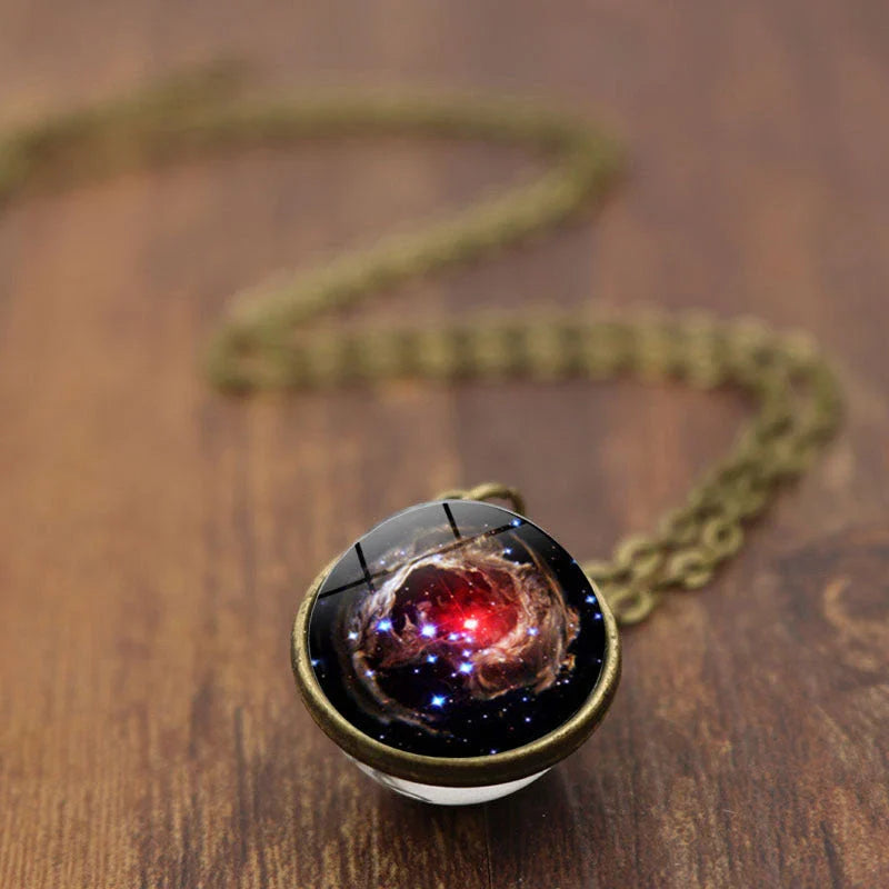 Ethereal Nebula Galaxy Double-Sided Pendant Necklace with Captivating Celestial Patterns